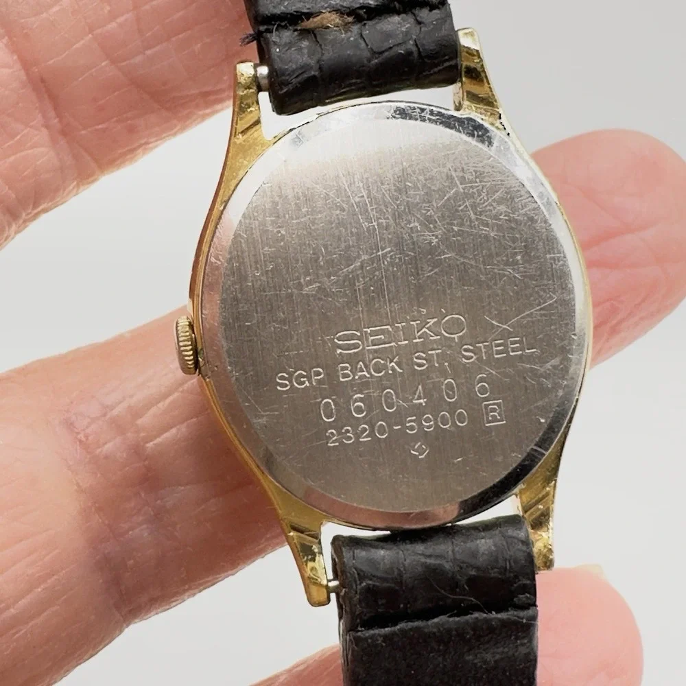 Vintage Seiko Womens Gold 20mm Case Quartz‎ Watch Leather Band -Working